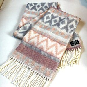 MADE IN ITALY Soft Acrylic Ikat Design Scarf  Shawl 70" x 20" EUC